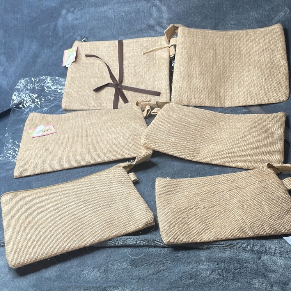Me & Me Jute/burlap Cosmetic Bags (6)